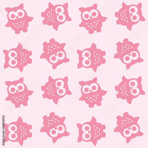 Cotton fabric seamless owl pattern background