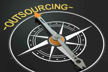 Poster - outsourcing compass concept, 3d rendering