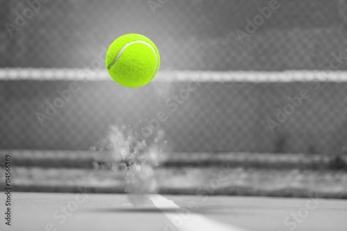Composite image of tennis ball with a syringe Tableau sur Toile