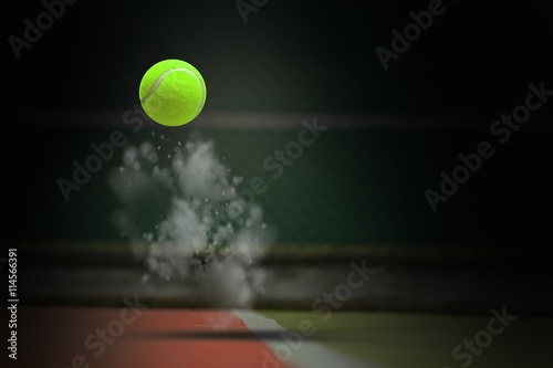 Composite image of tennis ball with a syringe Poster