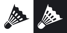 Vector Badminton Shuttlecock Icon. Two-tone Version On Black And White Background