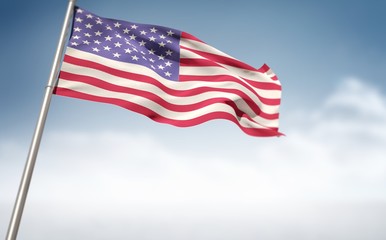 Poster - Composite image of low angle view of american flag