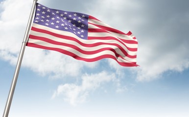 Poster - Composite image of low angle view of american flag