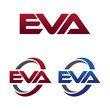 Modern 3 Letters Initial logo Vector Swoosh Red Blue eva
