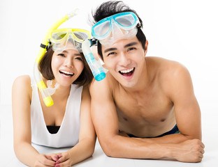 happy young couple having fun on summer vacation