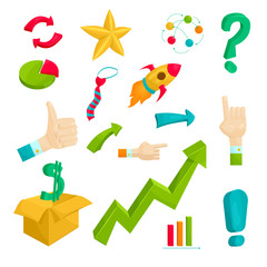 Poster - Business plan icons set, cartoon style