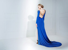 Elegant Lady Wearing A Luxury Blue Gown