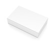 © Mockup Cake - White wide flat horizontal rectangle blank box from top side angle.