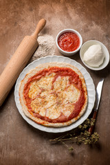 Poster - homemade pizza with buffalo mozzarella and oregano