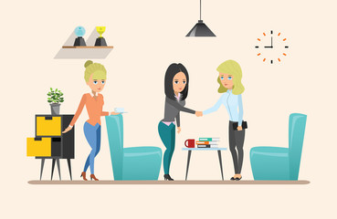 Business meeting. Teamwork shared working. Vector design set 2