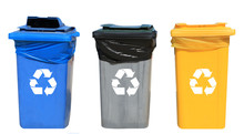 Set Of Different Recycling Bins