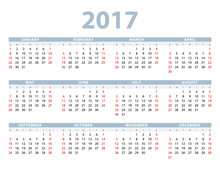 Calendar 2017 Template Vector Illustration.