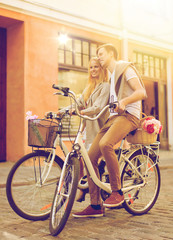 Wall Mural - couple with bicycles in the city