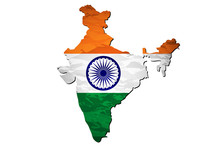 Vector Illustration Of India Flag Map.