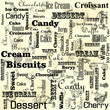 © angelmaxmixam - A set of food for the cafe, restaurant and fast food on paper stained in spots. Dessert. Sweet dishes.