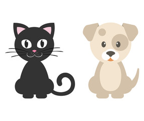 cartoon dog and cute kitty