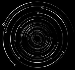Leinwandbilder - Concentric, radiating circles, lines with dots. Geometric elemen
