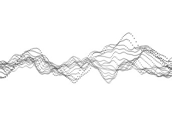 Poster - abstract 3d rendering of waves with particles on white background. futuristic background with lines 