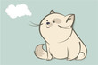 fat white cat sitting and watching with interest in the abstract cloud. Suitable for adding any text. Animal cartoon style vector illustration