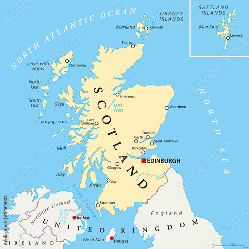 Independent Scotland Political Map With Capital Edinburgh, National ...