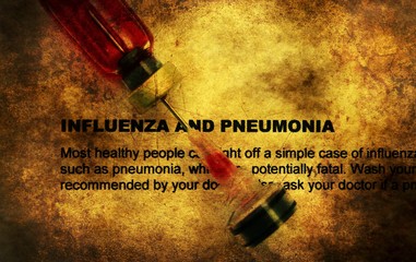 Sticker - Influenza and pneumonia grunge concept