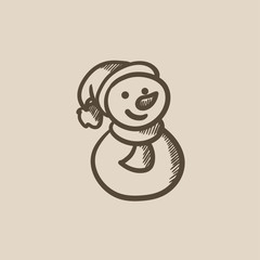 Poster - Snowman sketch icon.