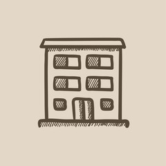 Sticker - Residential building sketch icon.