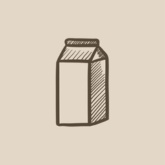 Sticker - Packaged dairy product sketch icon.