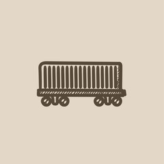 Canvas Print - Cargo wagon sketch icon.