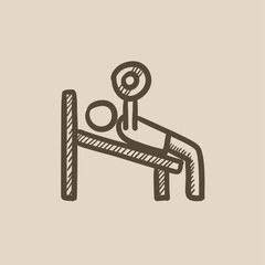 Sticker - Man lifting barbell sketch icon.