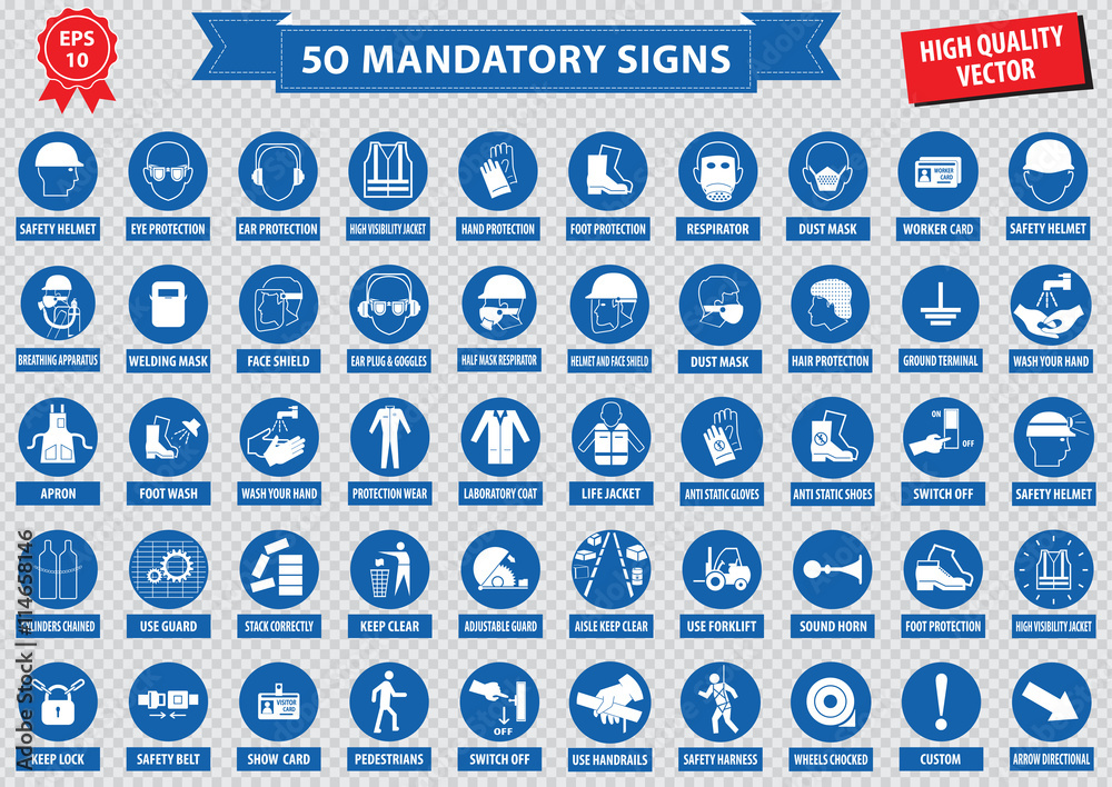 mandatory signs, construction health, safety sign used in industrial ...