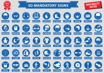 mandatory signs, construction health, safety sign used in industrial applications (safety helmet, gl