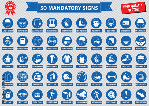 Fotografía mandatory signs, construction health, safety sign used in industrial application