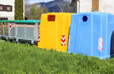 Wall Mural - bins for waste paper collection and containers for non-recyclabl