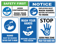 Wash Your Hands Sign (Avoid Contamination, Employee Must Wash Hands Returning To Work, Before Leaving This Room, Now Wash Your Hands) 