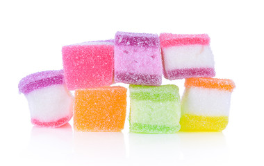 Jelly sweet, flavor fruit, candy dessert colorful on white backg