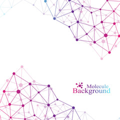 Poster - Geometric abstract background with connected line and dots. Big data composition. Molecule and communication background. Graphic background for your design and text. Vector illustration.