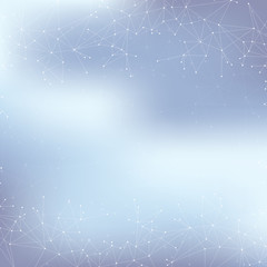 Poster - Geometric abstract background with connected line and dots. Big data composition. Molecule and communication background. Graphic background for your design and text. Vector illustration.