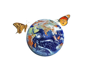 Wall Mural - Butterfly on planet Earth.Elements of this image furnished by NA