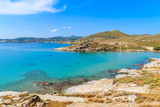 Fototapeta  - A view of beautiful Monastiri bay with turquoise sea water, Paros island, Greece