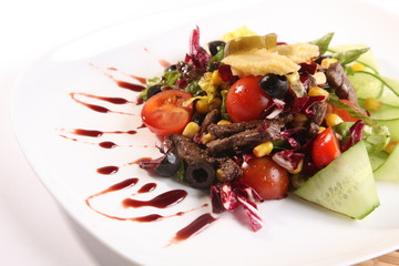 Wall Mural - Salad with beef and cucumber