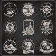 © Macrovector - Pirate emblems blackboard chalk set