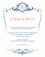 Wall Mural - ornate page design with decorative floral frame and monogram. use for wedding invitations, greeting 