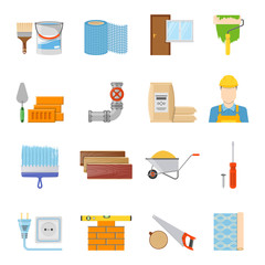 Canvas Print - Construction Materials Icons Set