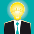 Nice idea of a businessman with a light bulb for a head. Ideal for presentations, websites or advertising . 