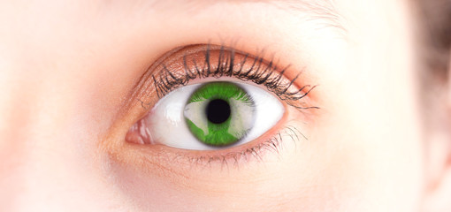 Detailed close up of an green eye in high definition