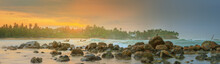 Romantic Untouched Tropical Beach On Sunset, Sri Lanka