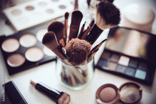 Cuadros en Lienzo Professional makeup brushes and tools, make-up products set