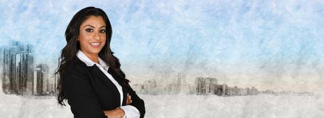 Poster - Businesswoman With Skyline