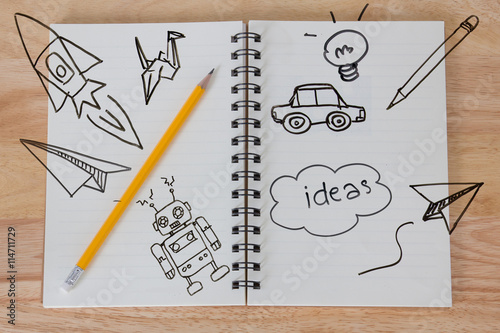 Drawing Doodle On Diary Book Idea Creative And Imagine Concept Buy This Stock Photo And Explore Similar Images At Adobe Stock Adobe Stock
